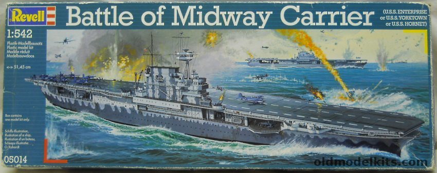 Revell 1/542 Battle of Midway Carrier USS Hornet CV-8  or USS Yorktown CV-5 or USS Enterprise CV-6, 05014 plastic model kit